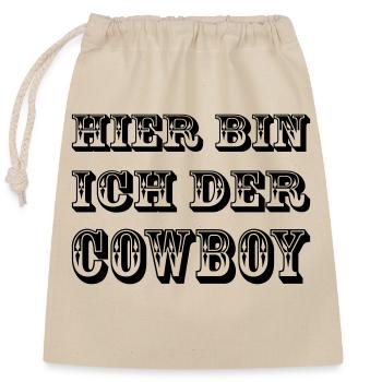 Cowboy Hier - Verschließbarer Geschenkbeutel aus Baumwolle (25x30cm) - Natur - Vorne