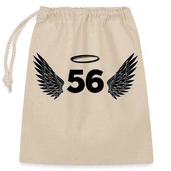 Number 56 Angel - 56th Birthday Wings - Closable cotton gift bag (25x30cm) - nature - Front