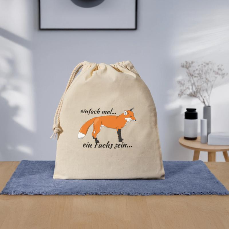 Fuchs "einfach mal ein Fuchs sein..." Verschließbarer Geschenkbeutel aus Baumwolle (25x30cm)