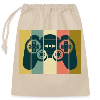 Vintage Retro Gaming Controller - Verschließbarer Geschenkbeutel aus Baumwolle (25x30cm) - Natur - Vorne