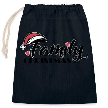 Family Christmas Font - Closable cotton gift bag (25x30cm) - navy - Front