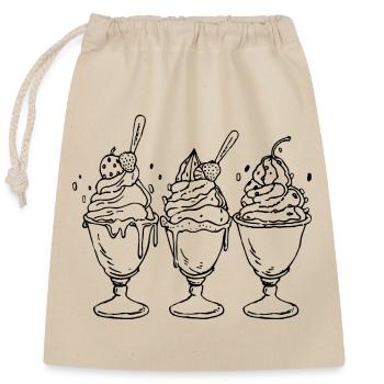 Crème glacée au look de dessin animé - Sac cadeau en coton avec cordon (25 x 30 cm) - nature - Devant