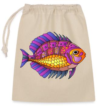 Fish - Closable cotton gift bag (25x30cm) - nature - Front