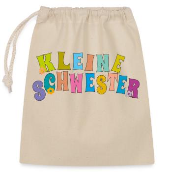 kleine Schwester - Verschließbarer Geschenkbeutel aus Baumwolle (25x30cm) - Natur - Vorne
