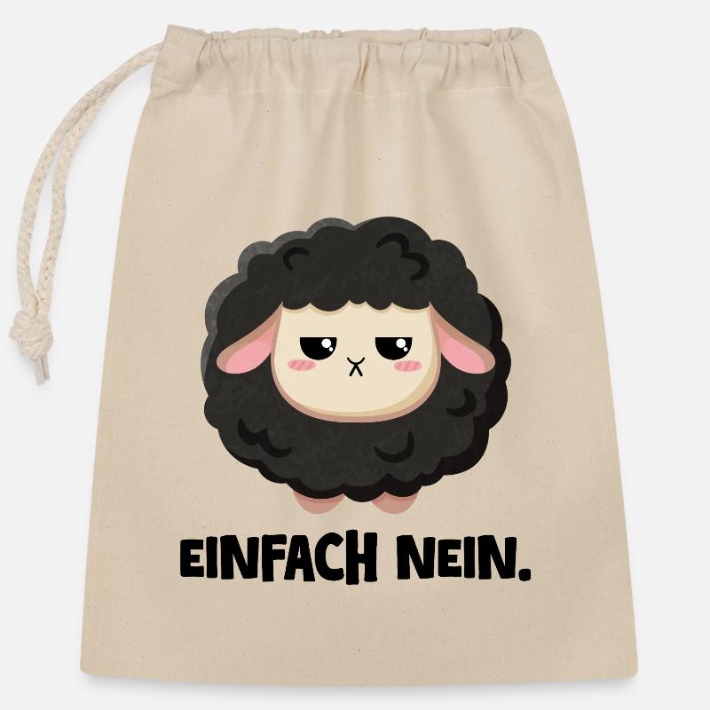 Grumpy Schaf Einfach nein - Verschließbarer Geschenkbeutel aus Baumwolle (25x30cm) - Natur