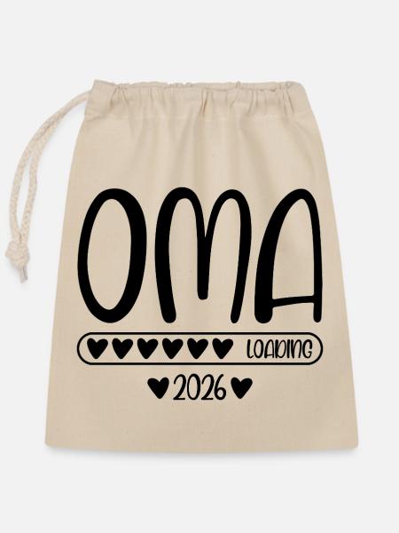 Oma 2026 loading - Verschließbarer Geschenkbeutel aus Baumwolle (25x30cm) - Natur