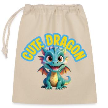 Dragon mignon - Sac cadeau en coton avec cordon (25 x 30 cm) - nature - Devant