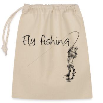 Fly fishing - Closable cotton gift bag (25x30cm) - nature - Front