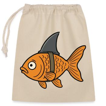 Cartoon Goldfish Fish Shark Fin Fake Shark - Closable cotton gift bag (25x30cm) - nature - Front