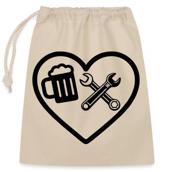 Humour de mécanicien de voiture de Heart Beer - Sac cadeau en coton avec cordon (25 x 30 cm) - nature - Devant