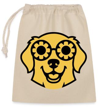 Labrador Flower Glasses Peace Comic - Closable cotton gift bag (25x30cm) - nature - Front