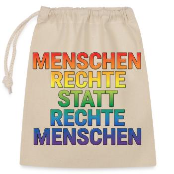 Menschenrechte Spruch für Aktivisten & Demos - Verschließbarer Geschenkbeutel aus Baumwolle (25x30cm) - Natur - Vorne