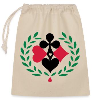 Poker Spiel Glücksbringer - Verschließbarer Geschenkbeutel aus Baumwolle (25x30cm) - Natur - Vorne