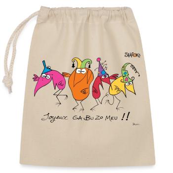 Joyeux Ga Bu Zo Meu !! - Sac cadeau en coton avec cordon (25 x 30 cm) - nature - Devant