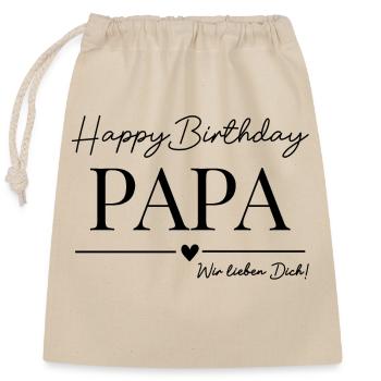 Happy Birthday Papa! - Verschließbarer Geschenkbeutel aus Baumwolle (25x30cm) - Natur - Vorne