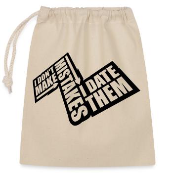 Date Mistakes Quote Logo - Closable cotton gift bag (25x30cm) - nature - Front