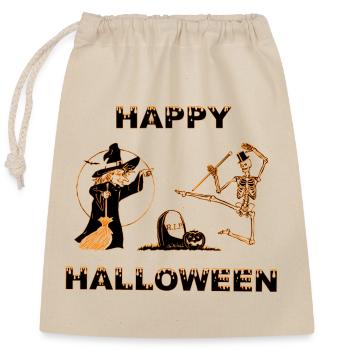 Spooky Halloween wizards and skeleton design - Closable cotton gift bag (25x30cm) - nature - Front