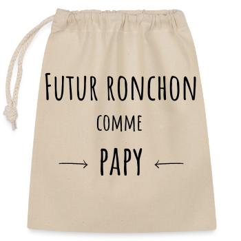 Cadeau Bébé Ronchon comme papy - Sac cadeau en coton avec cordon (25 x 30 cm) - nature - Devant