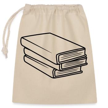 Stacked Books Comic Design - Closable cotton gift bag (25x30cm) - nature - Front