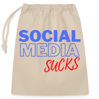 Social Media Sucks - Closable cotton gift bag (25x30cm) - nature - Front