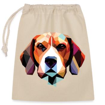 Polygone de chien beagle - Sac cadeau en coton avec cordon (25 x 30 cm) - nature - Devant