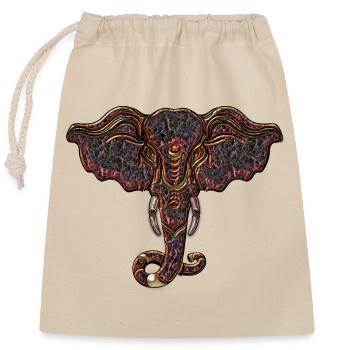 decorative elephant head - Closable cotton gift bag (25x30cm) - nature - Front