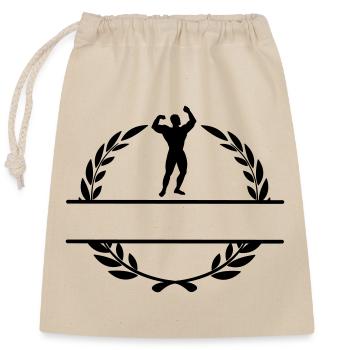 Bodybuilder in laurel wreath and text room - Closable cotton gift bag (25x30cm) - nature - Front