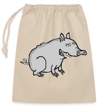 Funny Pig - Verschließbarer Geschenkbeutel aus Baumwolle (25x30cm) - Natur - Vorne
