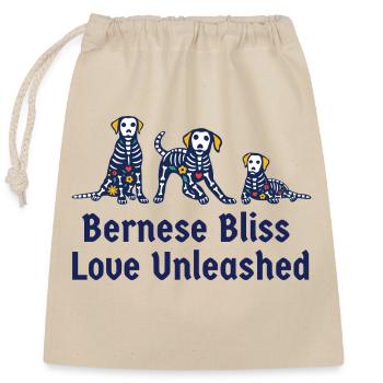 Berner Glückseligkeit Liebe entleine Berner Sennenhund - Verschließbarer Geschenkbeutel aus Baumwolle (25x30cm) - Natur - Vorne