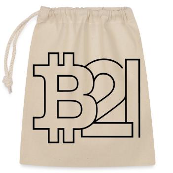 Bitcoin Silhouette 21 Millionen Währung - Verschließbarer Geschenkbeutel aus Baumwolle (25x30cm) - Natur - Vorne