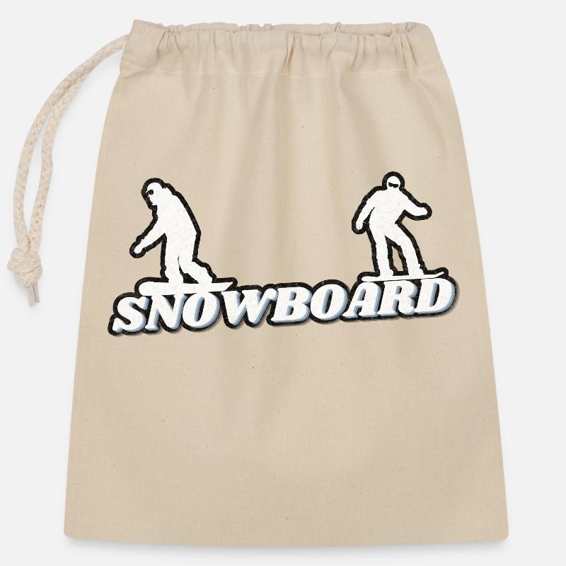 Snowboarders White Grunge - Closable cotton gift bag (25x30cm) - nature