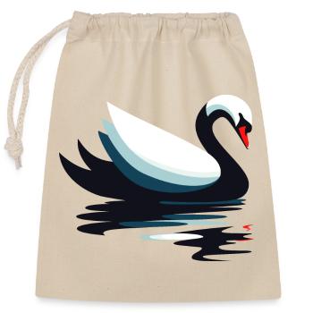 Cygne nageur - Sac cadeau en coton avec cordon (25 x 30 cm) - nature - Devant
