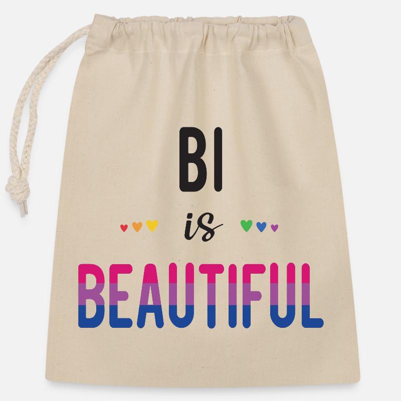 LGBT Pride Month - Bi is Beautiful - Closable cotton gift bag (25x30cm) - nature