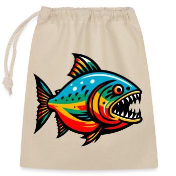 Piranha - Sac cadeau en coton avec cordon (25 x 30 cm) - nature - Devant