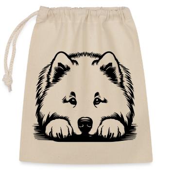 Samoyed head with paws - Closable cotton gift bag (25x30cm) - nature - Front