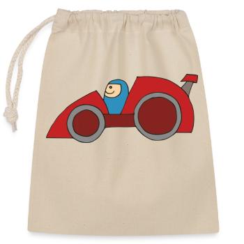 race car - Closable cotton gift bag (25x30cm) - nature - Front
