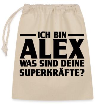 Alexander Alexandra Alexa Alex - Verschließbarer Geschenkbeutel aus Baumwolle (25x30cm) - Natur - Vorne