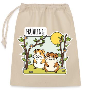 Der Frühling ist da! Und die Hamster freuen sich! - Verschließbarer Geschenkbeutel aus Baumwolle (25x30cm) - Natur - Vorne