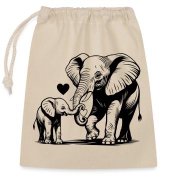 Idée cadeau éléphant maman bébé fête des mères - Sac cadeau en coton avec cordon (25 x 30 cm) - nature - Devant