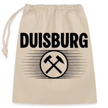Duisburg Glueck auf - Verschließbarer Geschenkbeutel aus Baumwolle (25x30cm) - Natur - Vorne