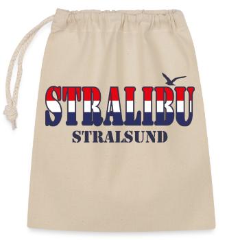 STRALIBU - Verschließbarer Geschenkbeutel aus Baumwolle (25x30cm) - Natur - Vorne