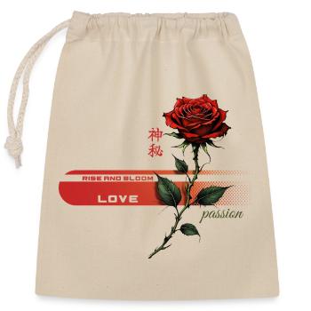 Crimson Rose of Passion - Closable cotton gift bag (25x30cm) - nature - Front