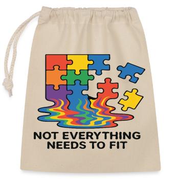 Nicht alles passt zum Regenbogen-Puzzle - Verschließbarer Geschenkbeutel aus Baumwolle (25x30cm) - Natur - Vorne