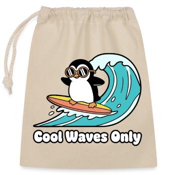 Penguin Surfer Wave Magic - Closable cotton gift bag (25x30cm) - nature - Front
