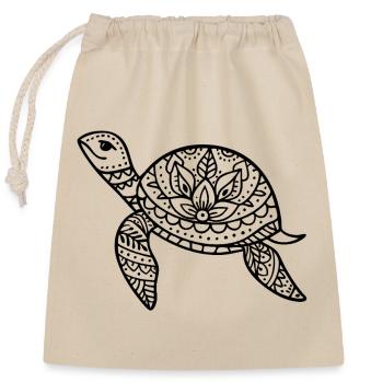 Illustration de la mer tortue bohème style bohème - Sac cadeau en coton avec cordon (25 x 30 cm) - nature - Devant