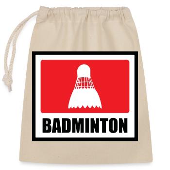 Badminton - Sport - Racket - Closable cotton gift bag (25x30cm) - nature - Front