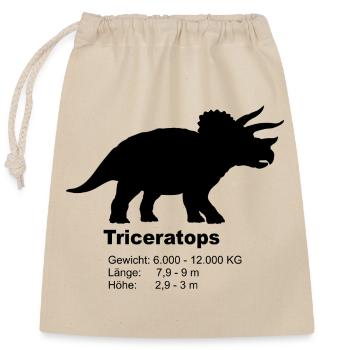Triceratops Profile – Dino Facts - Closable cotton gift bag (25x30cm) - nature - Front