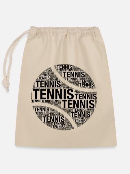 Tennisball-Wortdesign - Verschließbarer Geschenkbeutel aus Baumwolle (25x30cm) - Natur