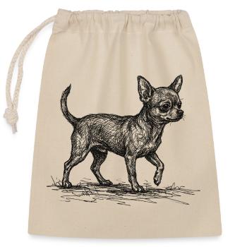 Chihuahua Sketch – Minimalist Dog Design - Closable cotton gift bag (25x30cm) - nature - Front