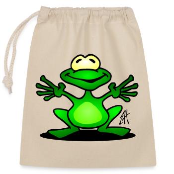 Frosch - Verschließbarer Geschenkbeutel aus Baumwolle (25x30cm) - Natur - Vorne